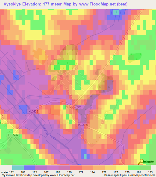Vysokiye,Belarus Elevation Map