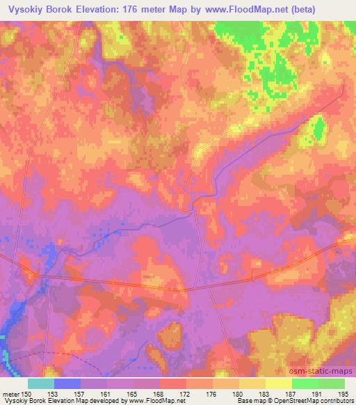 Vysokiy Borok,Belarus Elevation Map