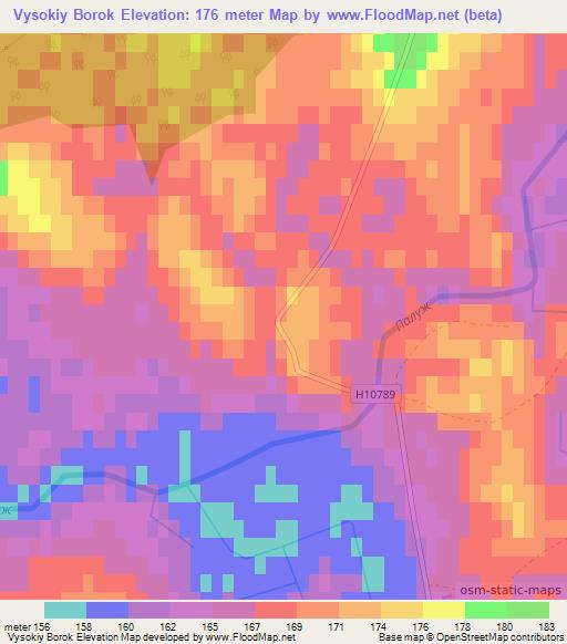 Vysokiy Borok,Belarus Elevation Map