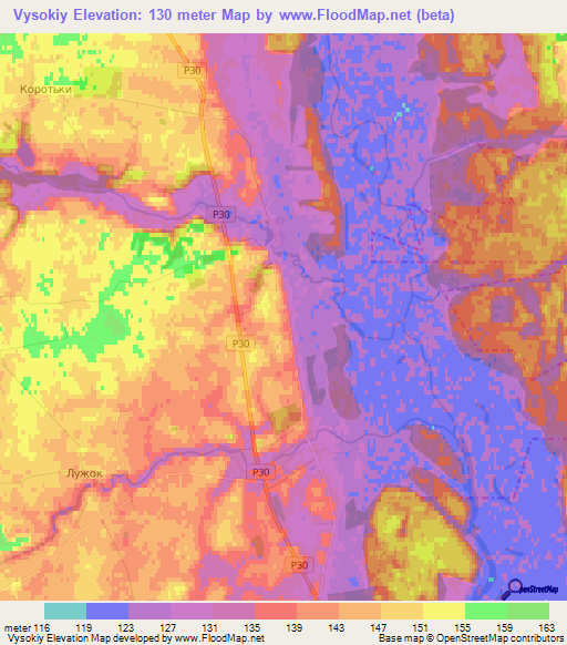 Vysokiy,Belarus Elevation Map