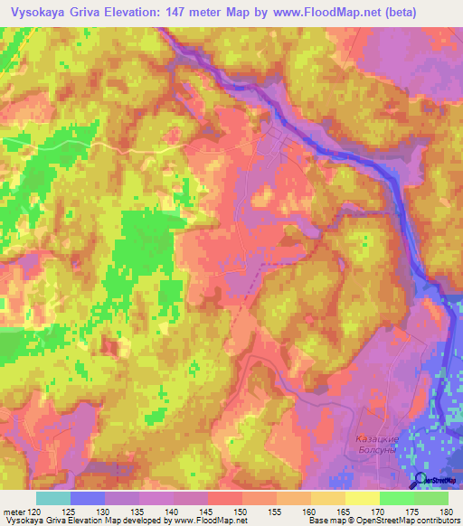 Vysokaya Griva,Belarus Elevation Map