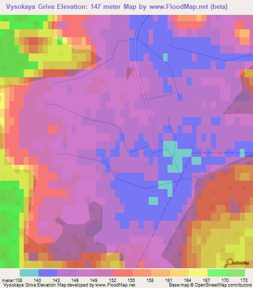 Vysokaya Griva,Belarus Elevation Map