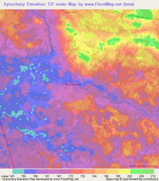 Vysochany,Belarus Elevation Map