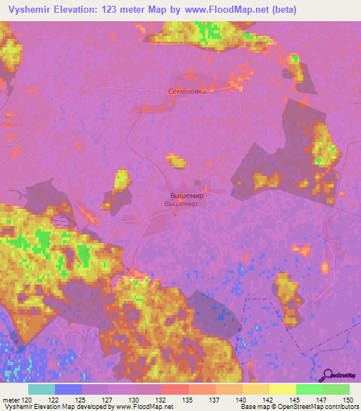 Vyshemir,Belarus Elevation Map