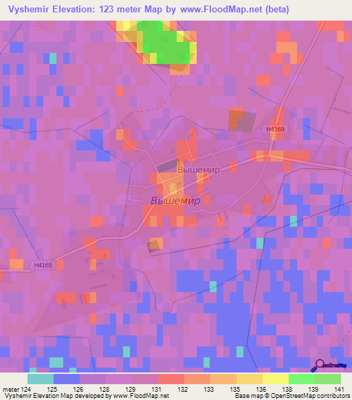 Vyshemir,Belarus Elevation Map