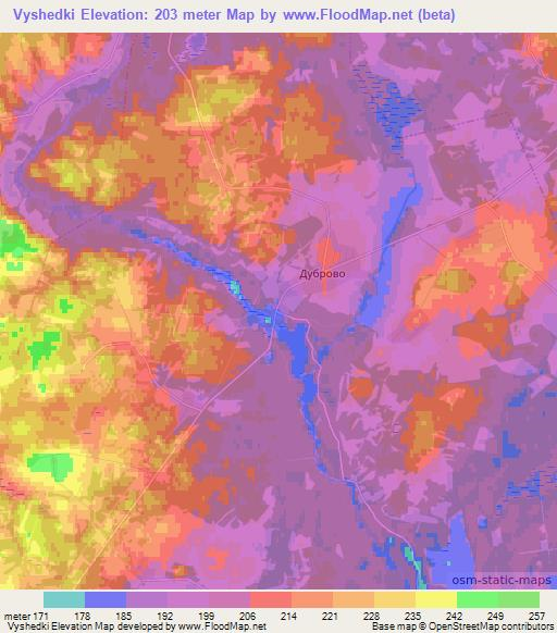 Vyshedki,Belarus Elevation Map