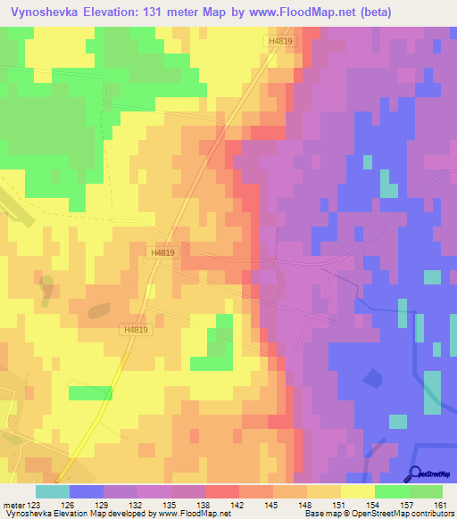 Vynoshevka,Belarus Elevation Map