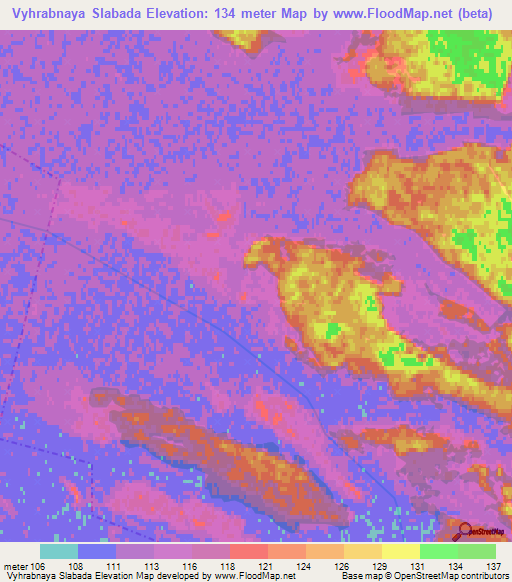 Vyhrabnaya Slabada,Belarus Elevation Map