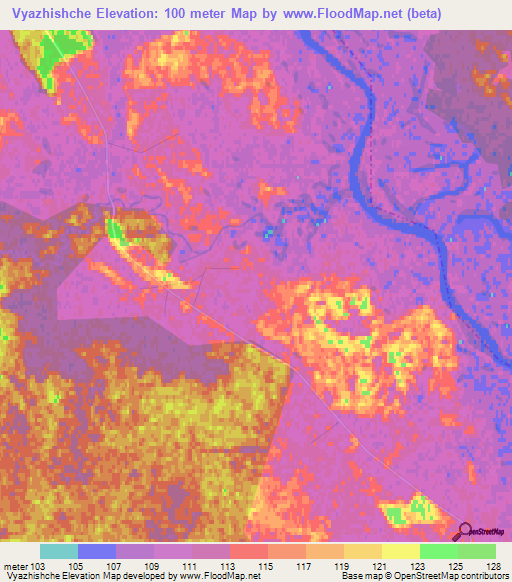 Vyazhishche,Belarus Elevation Map