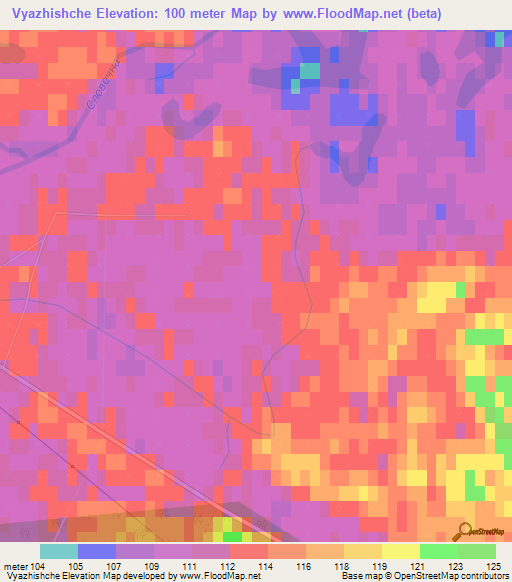 Vyazhishche,Belarus Elevation Map