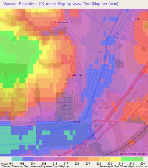 Vyazan',Belarus Elevation Map
