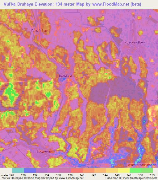 Vul'ka Druhaya,Belarus Elevation Map