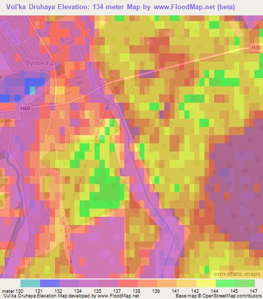 Vul'ka Druhaya,Belarus Elevation Map