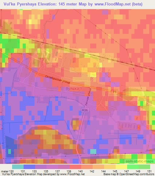 Vul'ka Pyershaya,Belarus Elevation Map