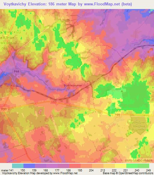 Voytkavichy,Belarus Elevation Map