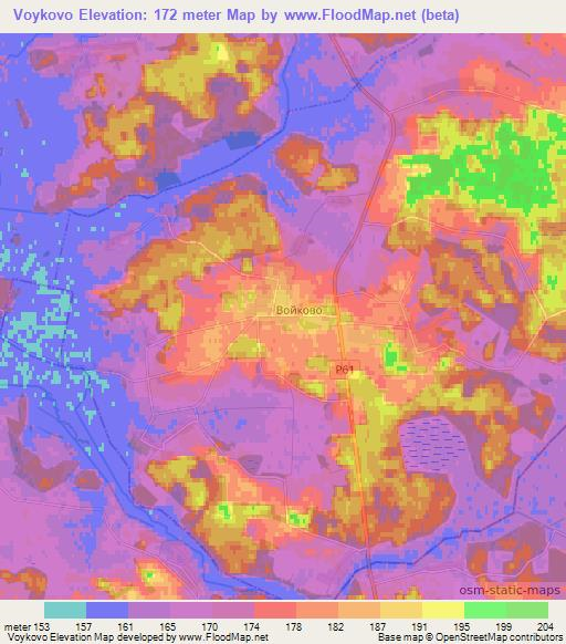 Voykovo,Belarus Elevation Map