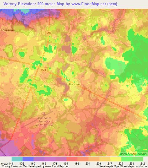 Vorony,Belarus Elevation Map