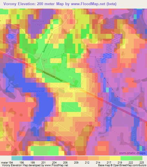 Vorony,Belarus Elevation Map