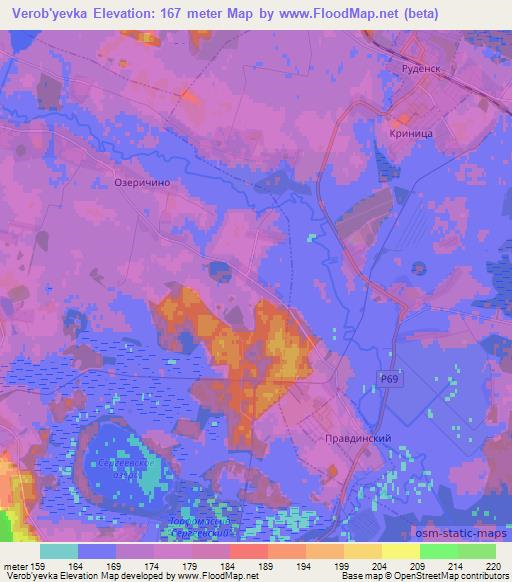 Verob'yevka,Belarus Elevation Map