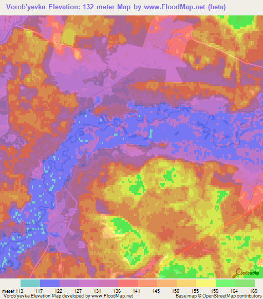 Vorob'yevka,Belarus Elevation Map