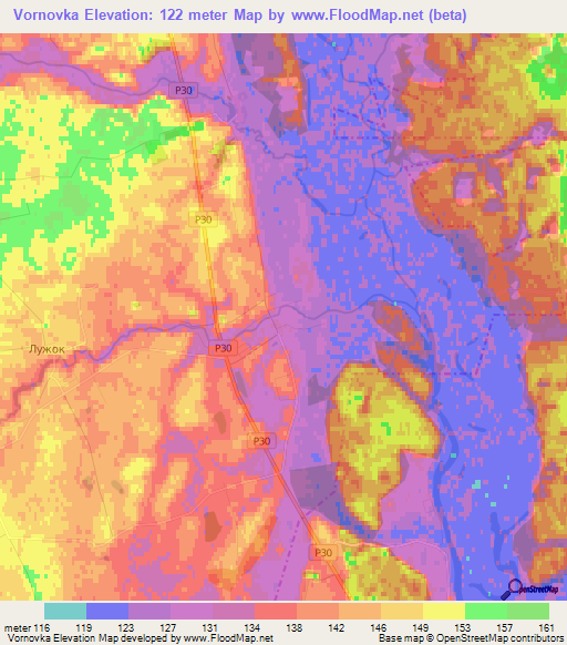 Vornovka,Belarus Elevation Map