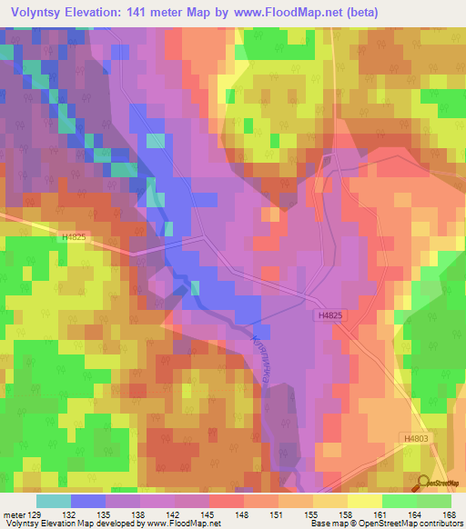 Volyntsy,Belarus Elevation Map