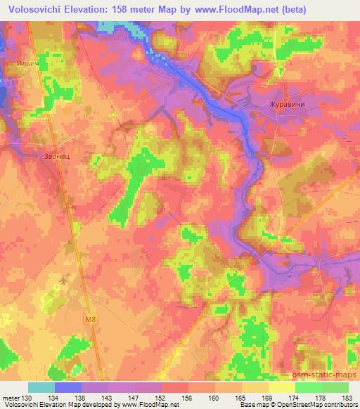 Volosovichi,Belarus Elevation Map