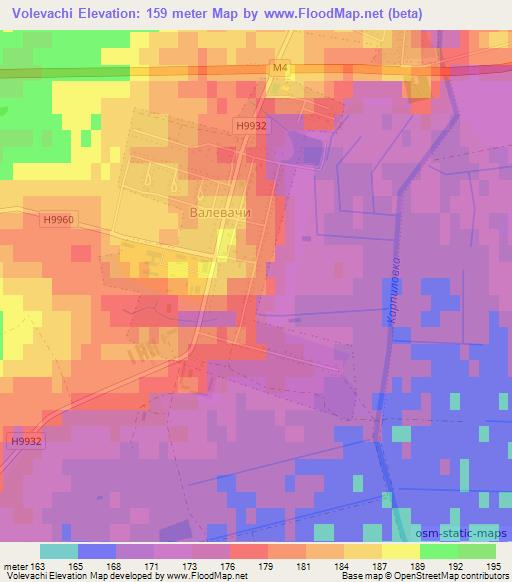 Volevachi,Belarus Elevation Map