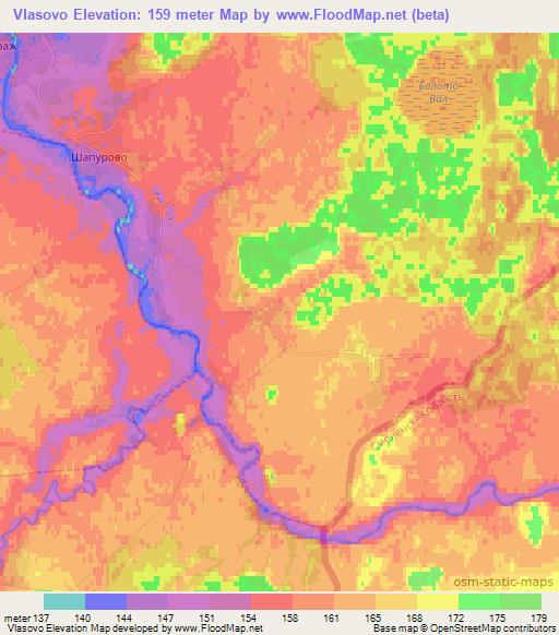 Vlasovo,Belarus Elevation Map