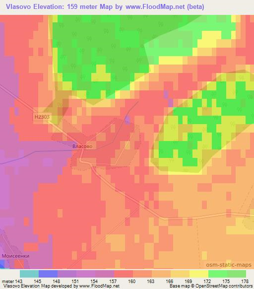 Vlasovo,Belarus Elevation Map