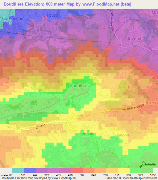 Boutilliers,Haiti Elevation Map