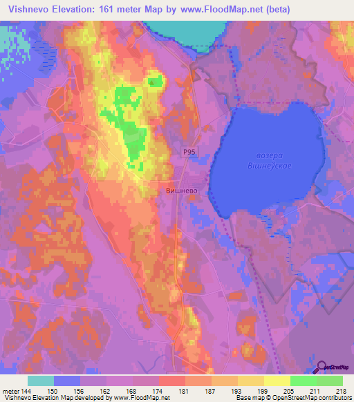 Vishnevo,Belarus Elevation Map