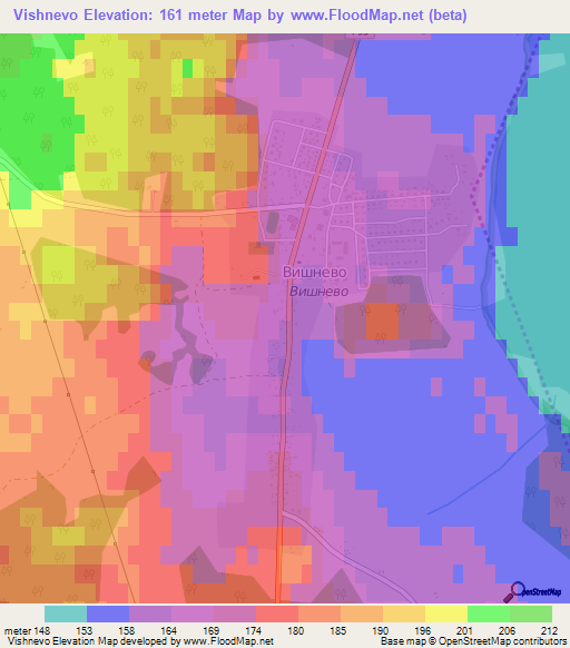 Vishnevo,Belarus Elevation Map
