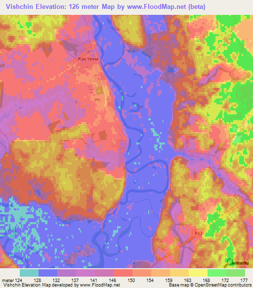 Vishchin,Belarus Elevation Map