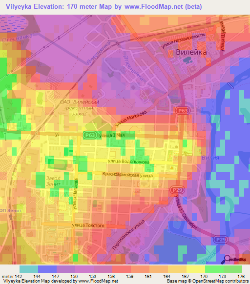 Vilyeyka,Belarus Elevation Map