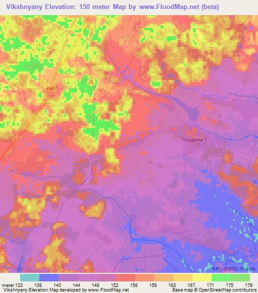 Vikshnyany,Belarus Elevation Map