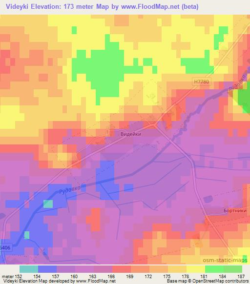 Videyki,Belarus Elevation Map