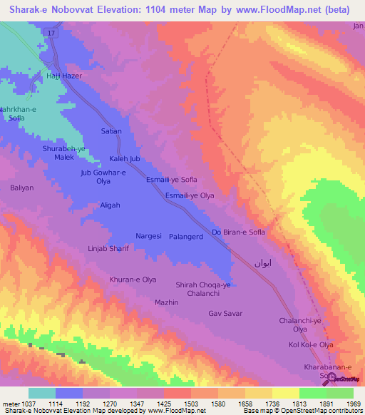Sharak-e Nobovvat,Iran Elevation Map