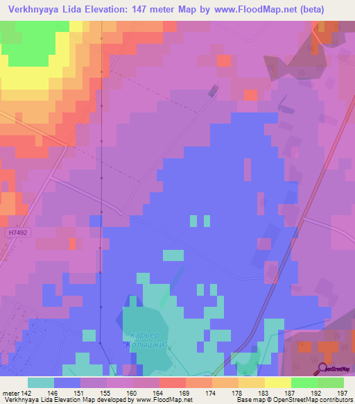 Verkhnyaya Lida,Belarus Elevation Map