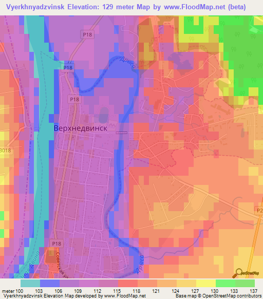 Vyerkhnyadzvinsk,Belarus Elevation Map