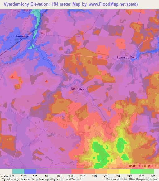 Vyerdamichy,Belarus Elevation Map