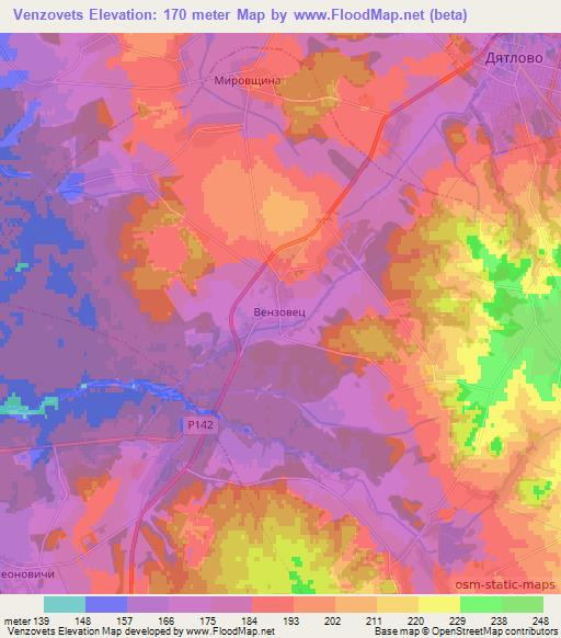 Venzovets,Belarus Elevation Map