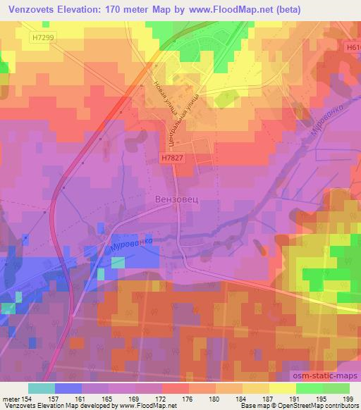 Venzovets,Belarus Elevation Map
