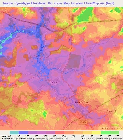 Razhki Pyershyya,Belarus Elevation Map