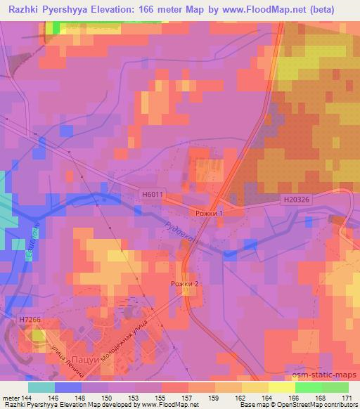 Razhki Pyershyya,Belarus Elevation Map