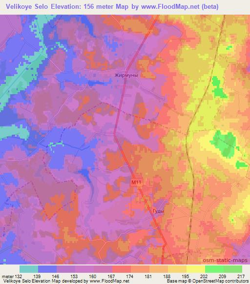 Velikoye Selo,Belarus Elevation Map
