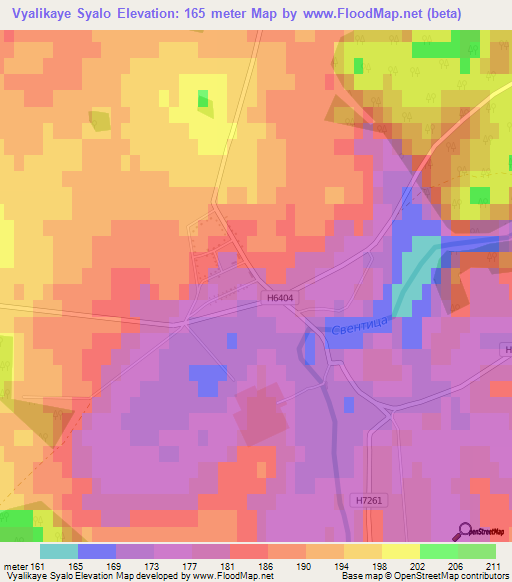 Vyalikaye Syalo,Belarus Elevation Map