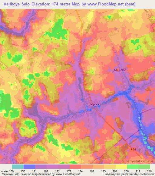 Velikoye Selo,Belarus Elevation Map