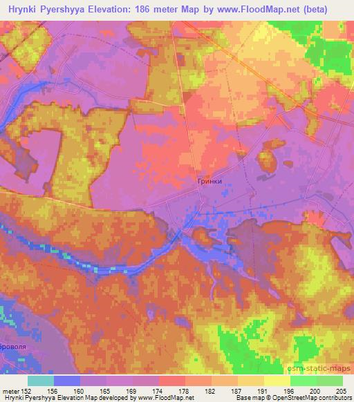 Hrynki Pyershyya,Belarus Elevation Map