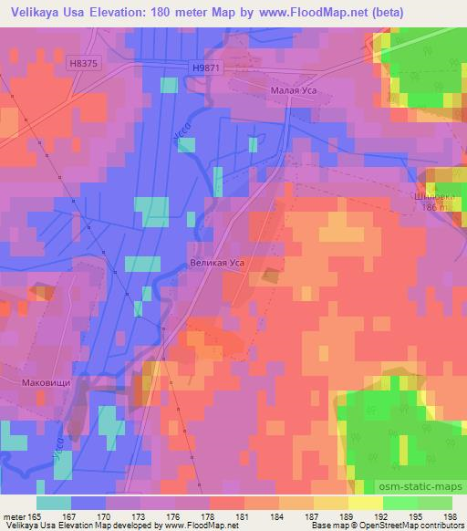 Velikaya Usa,Belarus Elevation Map